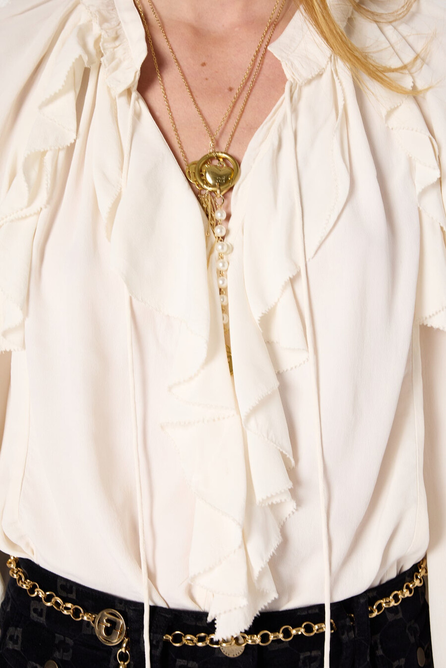 chemise en satin à volants - agnella