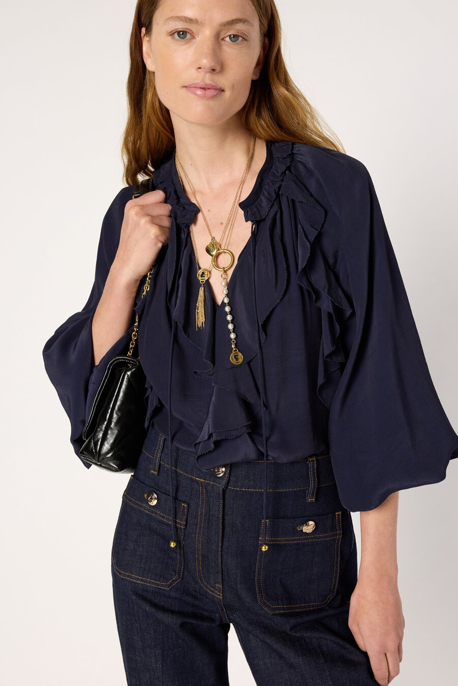 chemise en satin à volants - agnella