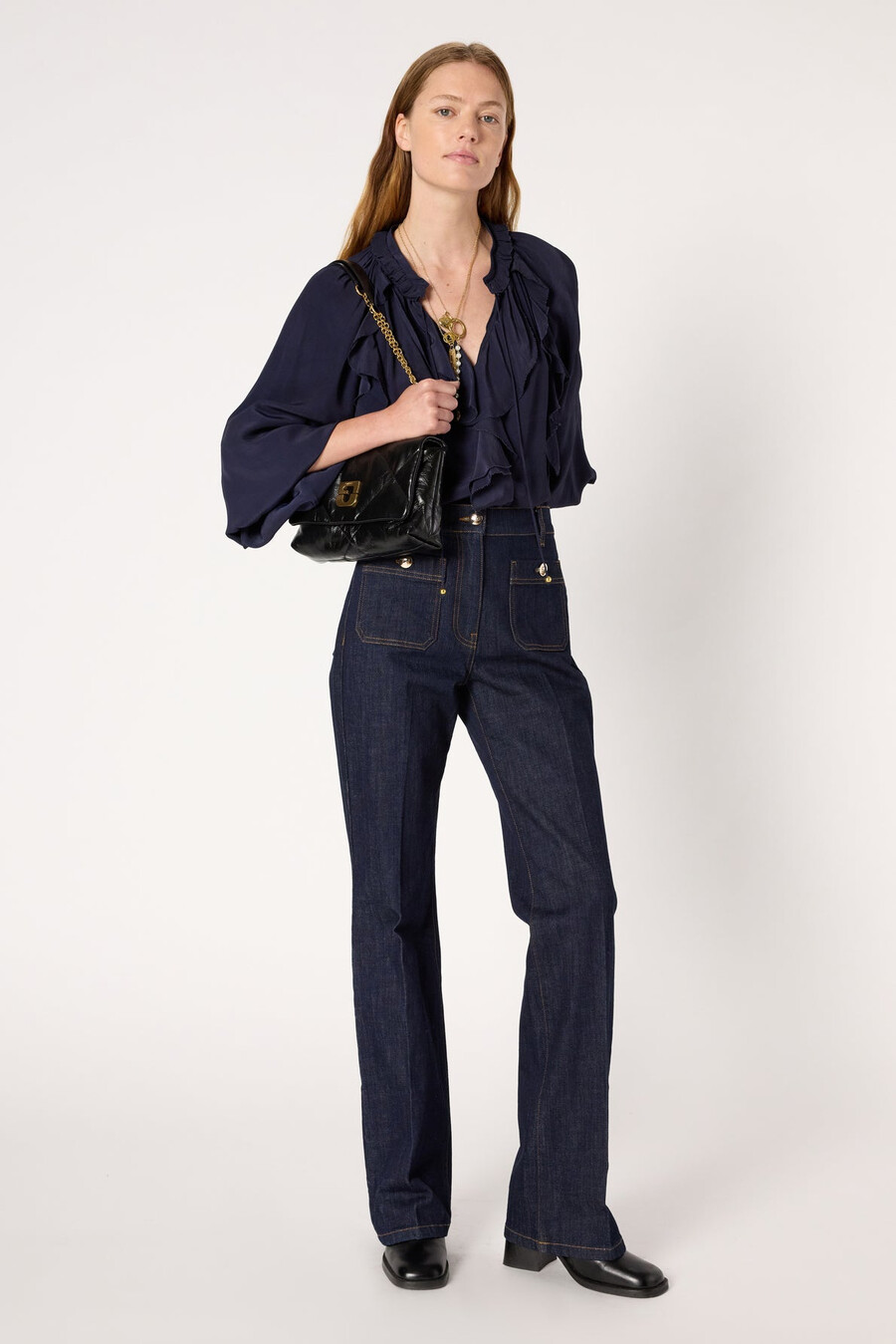 chemise en satin à volants - agnella