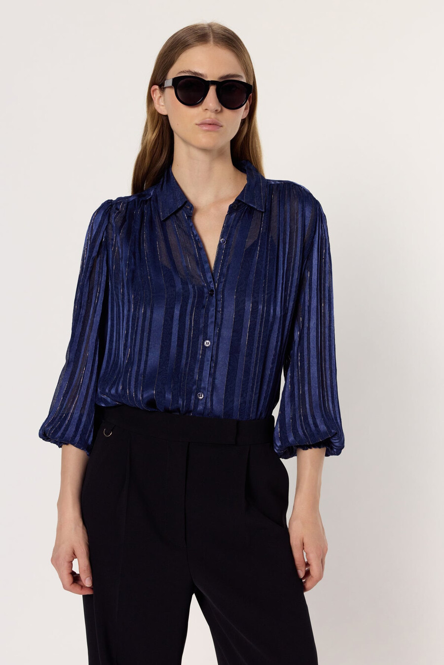 chemisier doux au toucher satiné avec lurex - annick