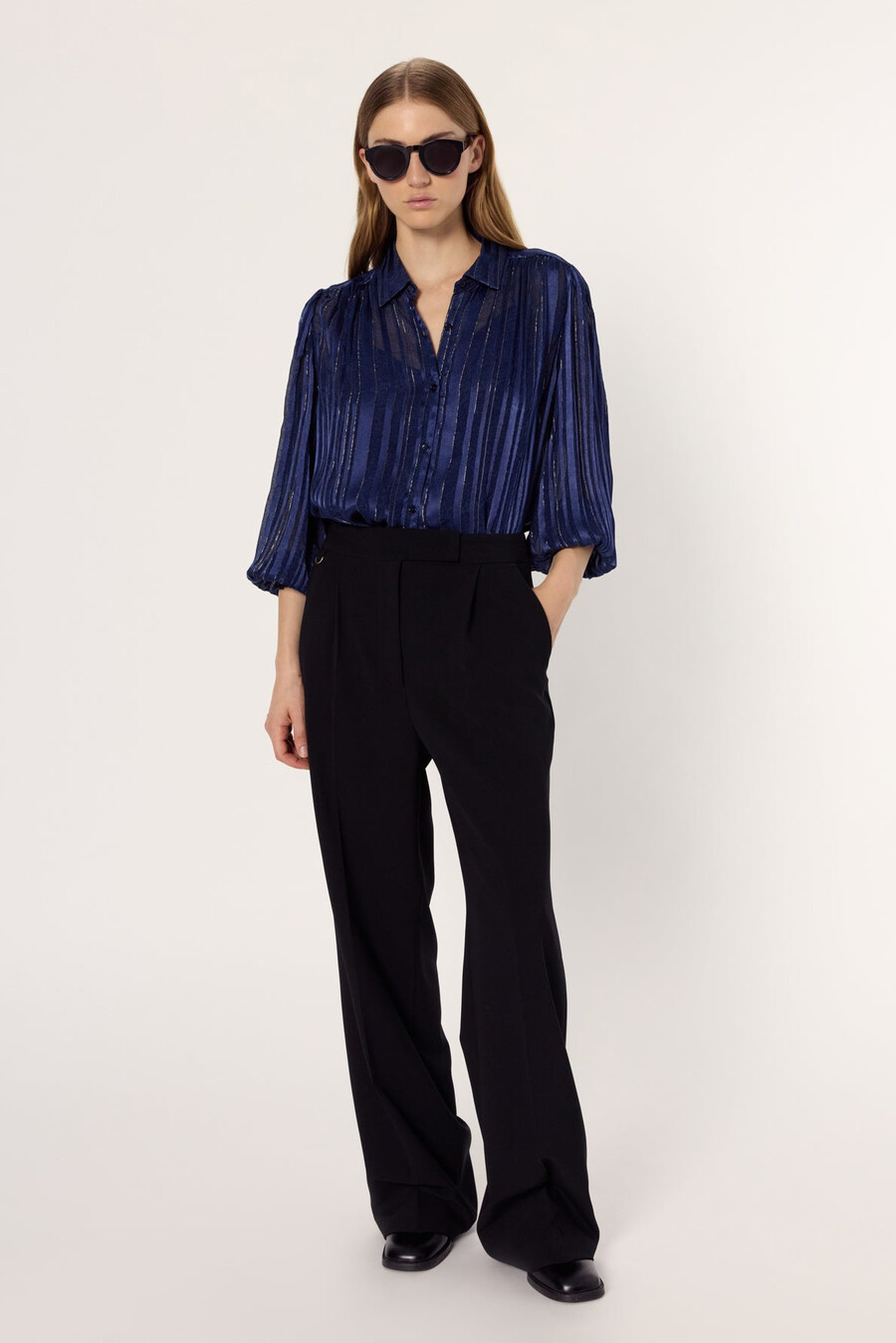 chemisier doux au toucher satiné avec lurex - annick