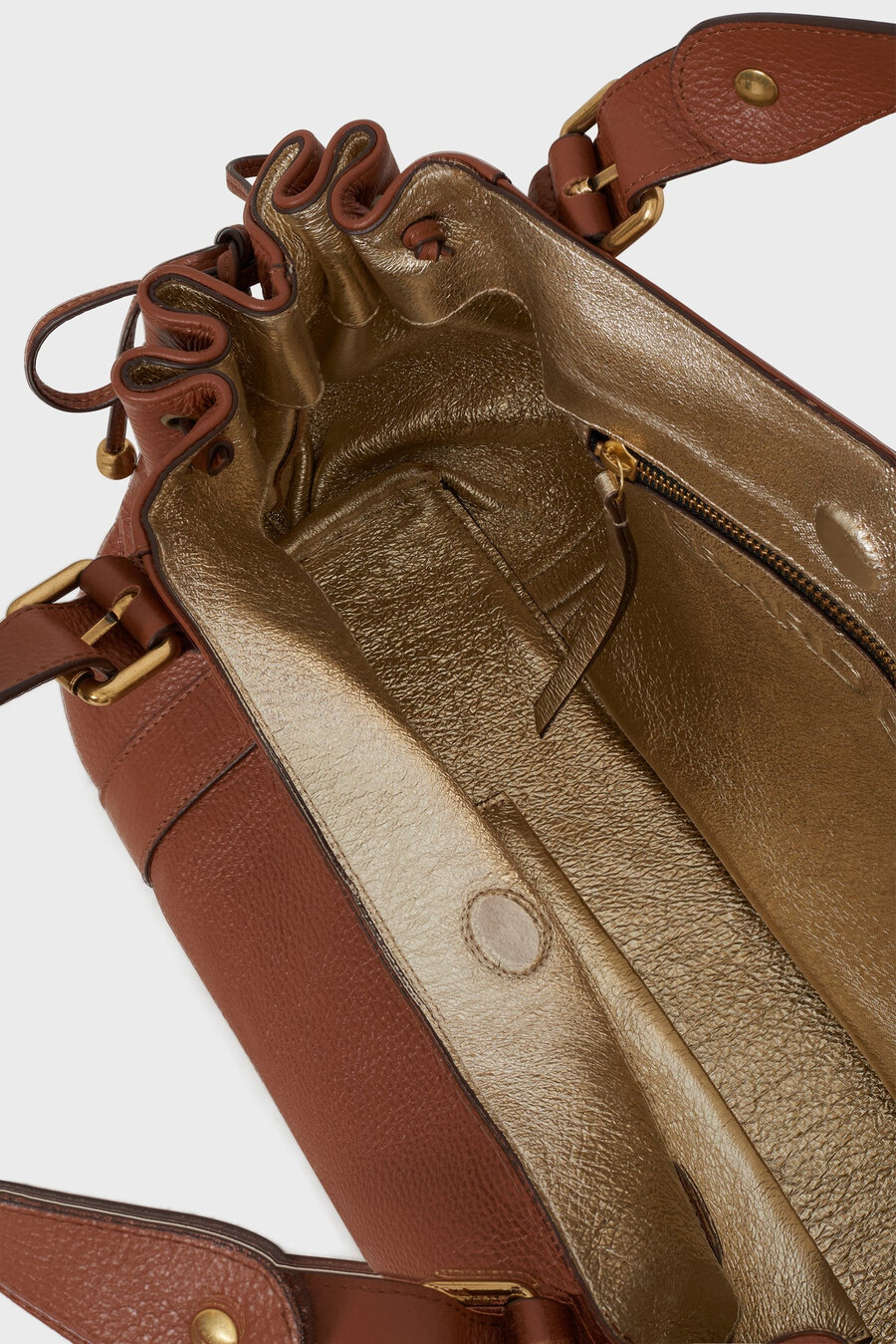 sac à main en cuir grainé avec intérieur métallisé - 24h