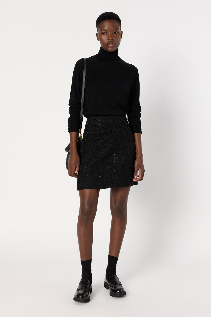 mini-jupe en tweed avec lurex - baranice